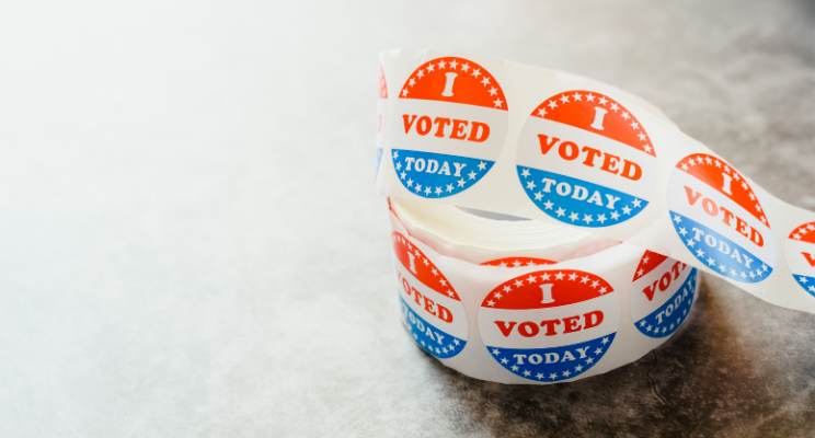 A roll of stickers with "I Voted Today".
